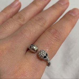 adjustable silver skull ring